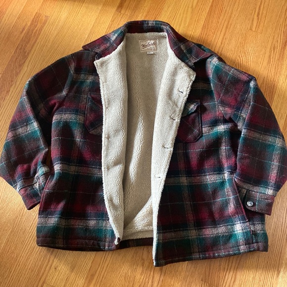Woolrich Vintage Sherpa Flannel Plaid coat jacket shacket with pockets - Picture 5 of 12